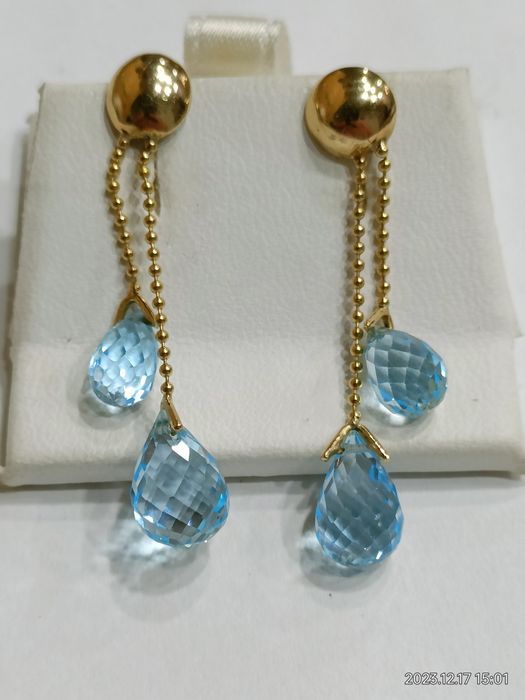 Vind cercei din aur 18kt cu aquamarine