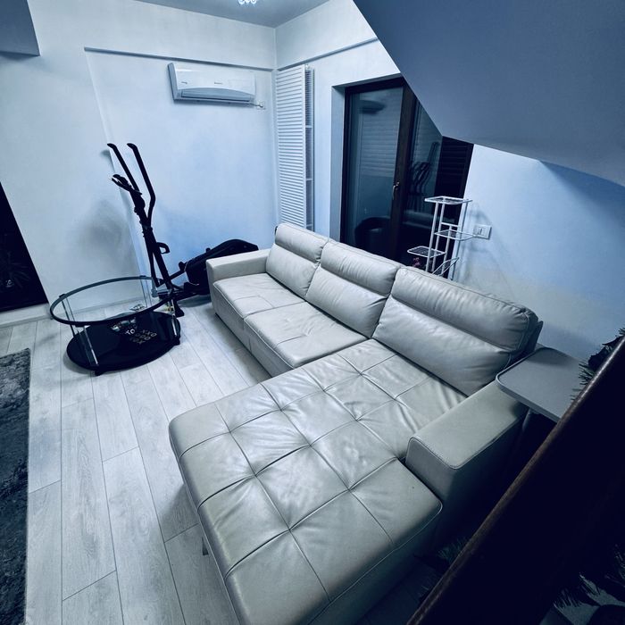 Vand canapea piele naturala, coltar in forma de L, extensibila