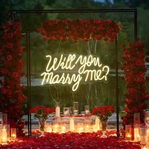 Нова Голяма LED неон табела Will You Marry Me за фотокът и предложение