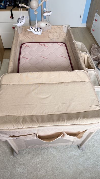 Бебешка кошара за сън Kinderkraft Joyfull 2 Beige