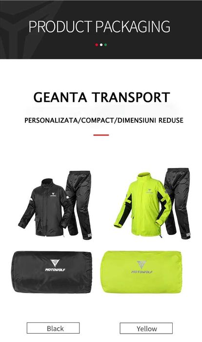 Echipament Moto Impermeabil,ploaie Motowolf Unisex- Geaca si Pantaloni