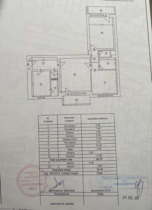 Apartament 3 camere, 74 mp, Tătărași