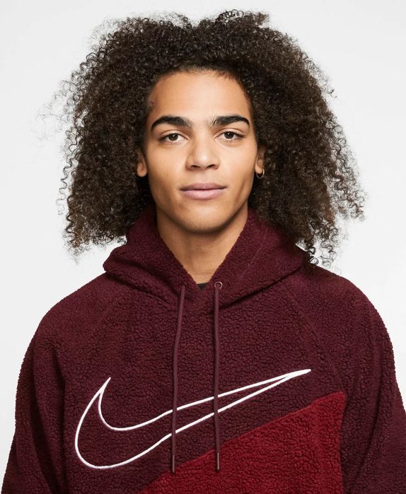Мъжки суичър Nike Sherpa Night Maroon /Team Red/White - размер S/M