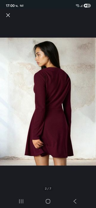Дамска рокля в бордо