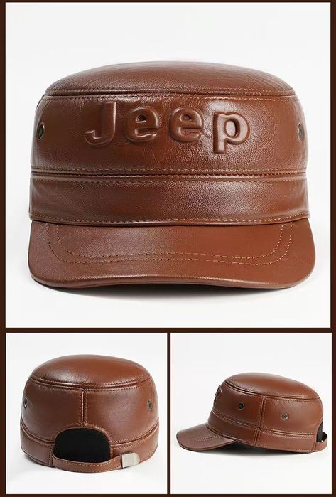 мужская кепка Jeep  из 100% натуральной кожи шапка мужской кажанная
