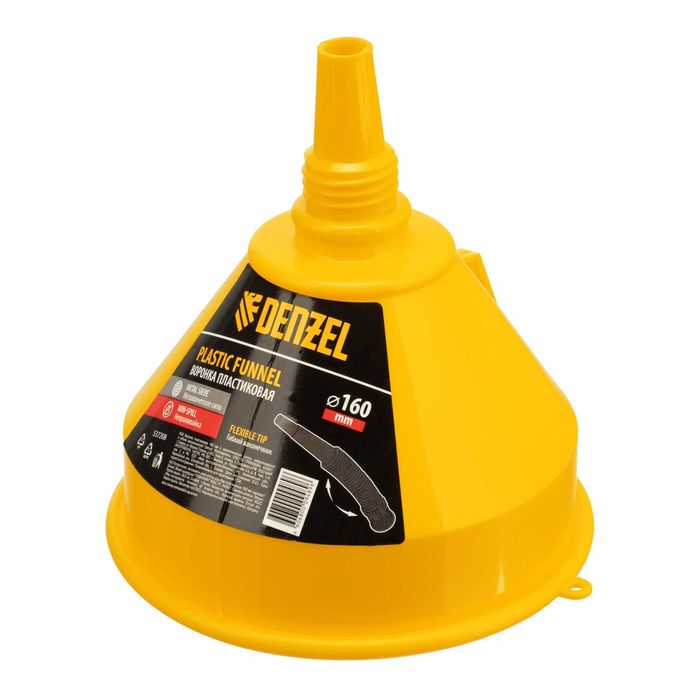 Воронка пластиковая 160 мм с металлическим ситом, непроливайка Denzel