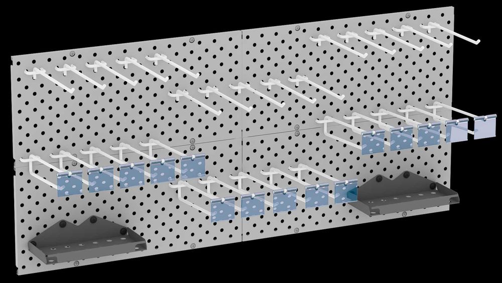 Teshilgan panel, перфопанель, do'konda ilgaklar uchun panel