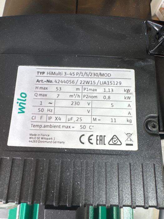 Насос wilo HiMulti 3-45 P/1/5/230/MOD