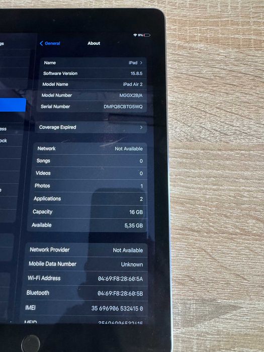 iPad Air 2 (16GB) Wi-Fi + Cellular | ТОП батерия – само 68 цикъла!
