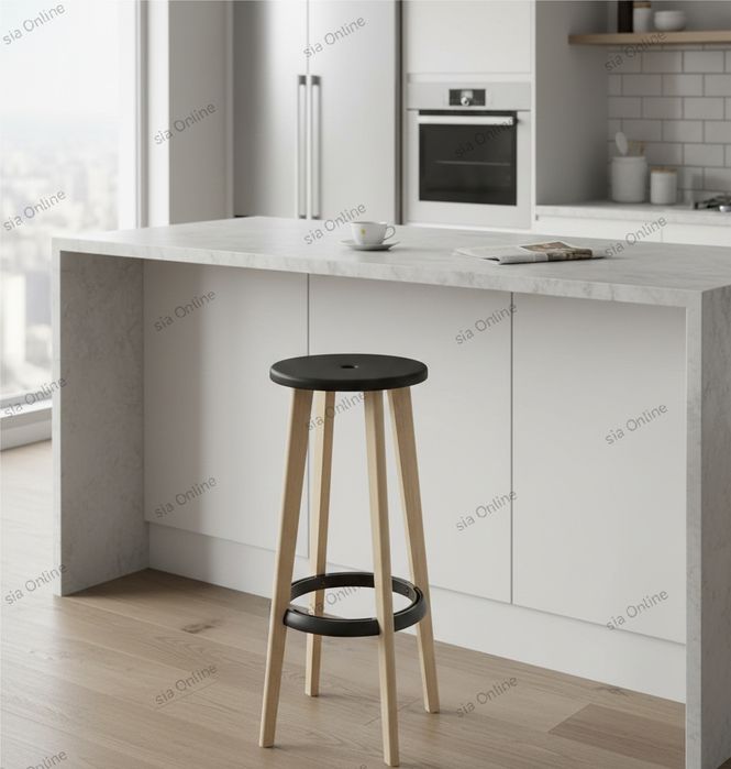 Висока Табуретка с дървени крака, Бар стол