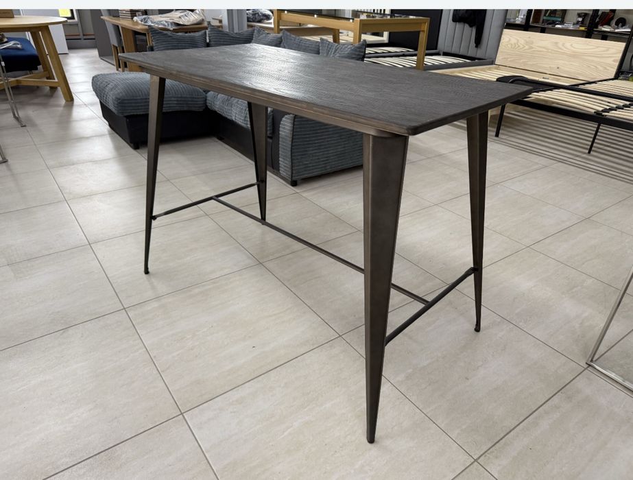 Masa de bar Lumisource cu cadru metal / blat de bambus presat