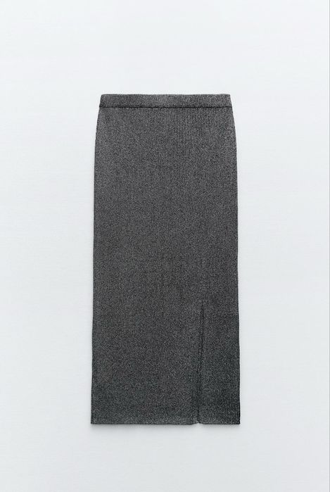 Zara нова плетена пола с металически нишки