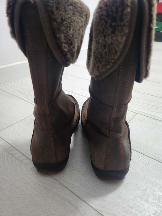Cizme Ecco de dama, din piele naturala maro, imblanite, 36