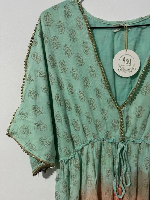 Rochie boho din 100% vascoza cu degrade pastel • Made in India