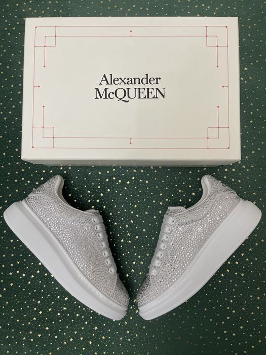 Alexander McQueen Silver Crystal Classic Sole Ultra Premium Quality