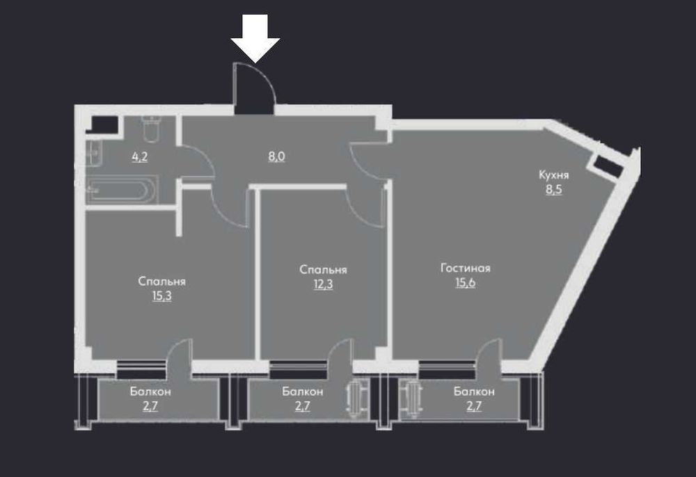 ЖК Manhattan. 3-комнатная студия, 68 м². Дархан, парк Тельман