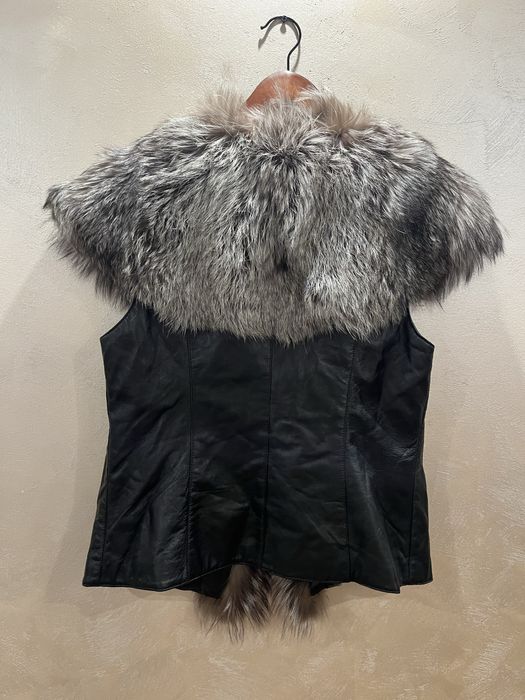 vesta din piele naturala si blana vulpe