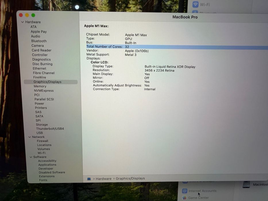 MacBook Pro 16" M1 MAX 10-CPU, 32-GPU, 64GB RAM, 512GB SSD
