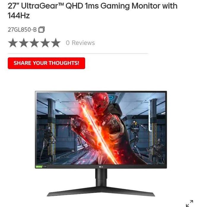 Монитор LG 27GL850-B 1440p 144hz
