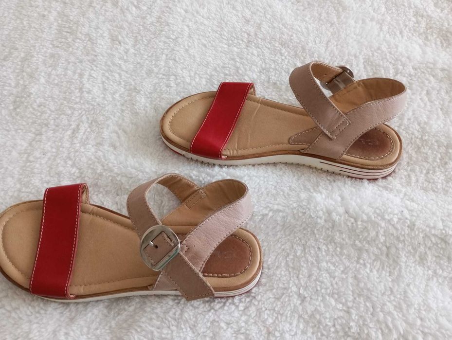 Sandale din piele maro cu rosu 37 (23,5 cm)