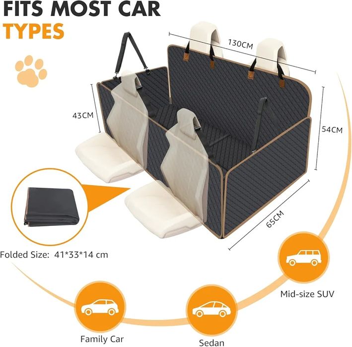 Усилено покривало/ легло/ за задна седалка за куче с твърдо дъно (XXL)