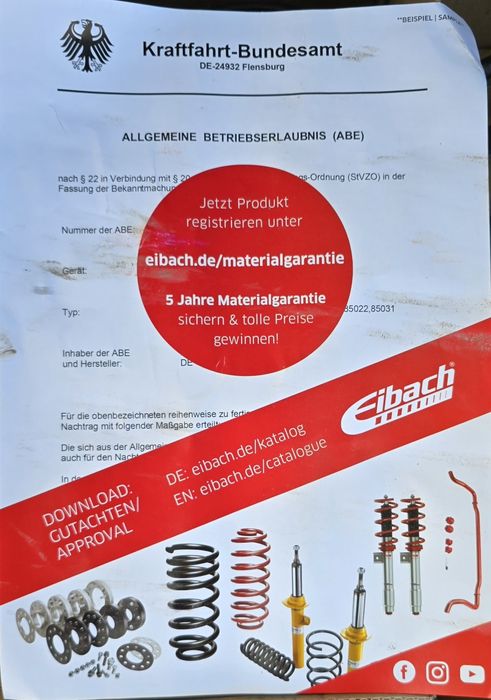 Спортни пружини Eibach Pro kit за опел инсигния А