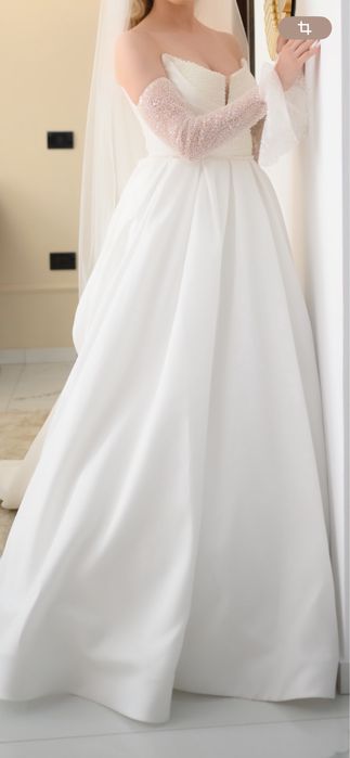 Rochie de mireasa 3 in 1 cu perle, creatie proprie, facuta la comanda
