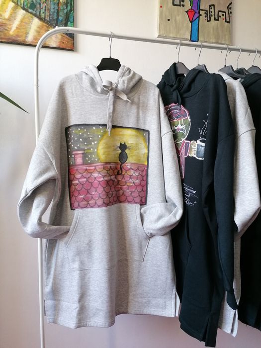 Rochie hanorac dama pictat manual NOU mărimi M - L - XL