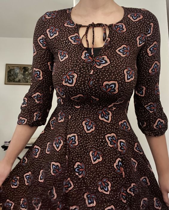 Rochie cu imprimeu scurta vara H&M XS-S neagra lunga Mango S