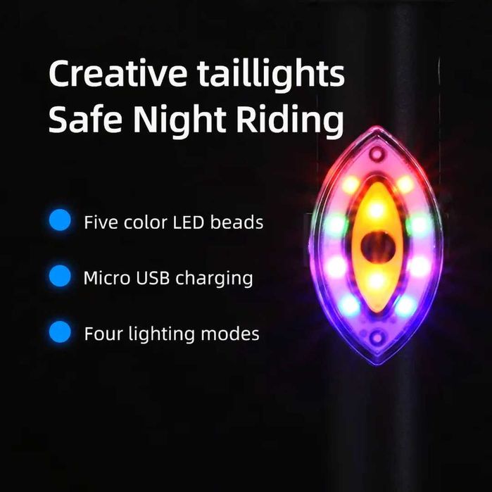 Задна LED стоп светлина за велосипед QIXUN EYE, USB, 30Lum, 7 режима