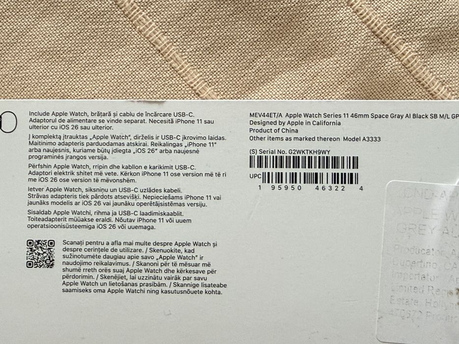 Apple watch, seria 11, GPS, 46, gri