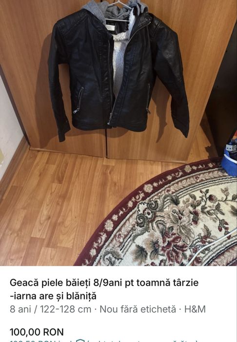 Geaca piele iarna copii stare foarte buna
