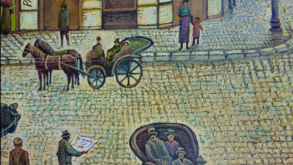 Tablou ulei pe panza - Centrul vechi Ploiesti