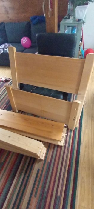 Pat lemn masiv 200/90 saltea inclusa