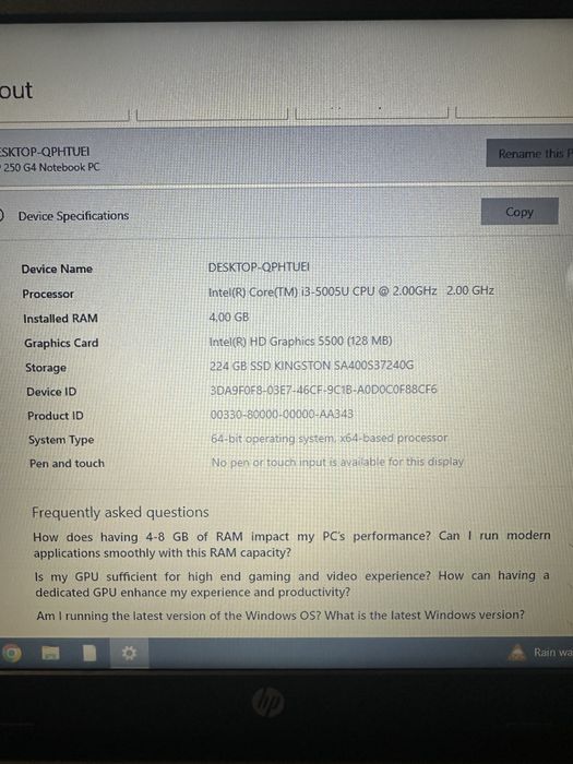 Лаптоп  HP  sn: cnd54905m7