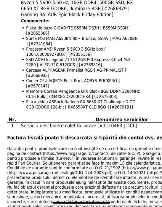 Vand Pc gaming inca am factura si garantia Ryzen 5 5600x + rx 6650 xt