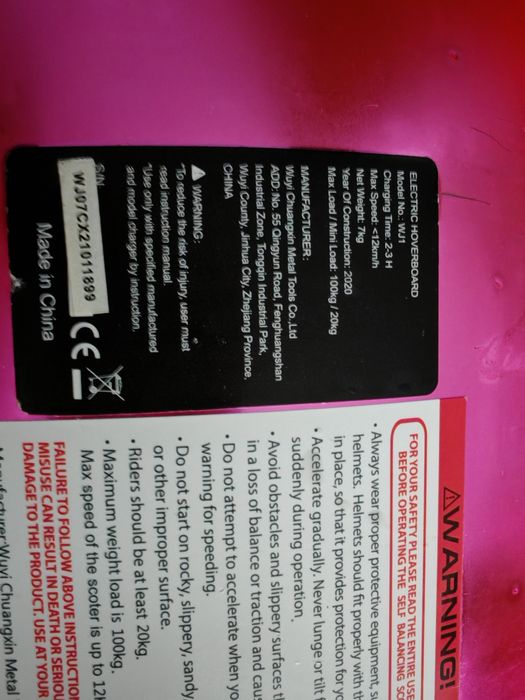 Vând hoverboard roz-crom