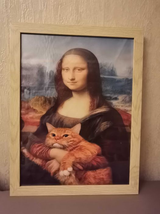 Художествен принт "Мона Лиза" и *Бяло конче", арт платно с рамка