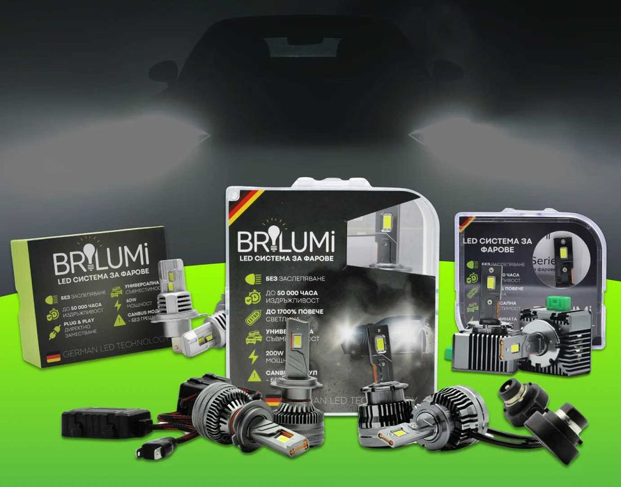 LED крушки за фарове BRILUMI Xenite, D1S, 100W-CANBUS, 6000K
