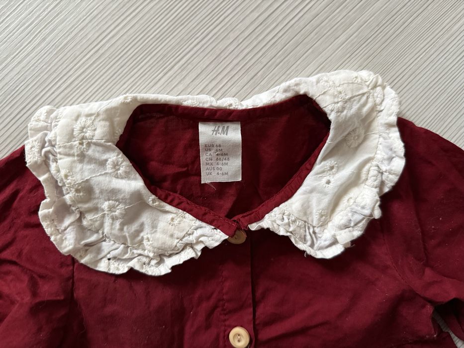 Червена бебешка рокля H&M, НОВА 4-6 месеца