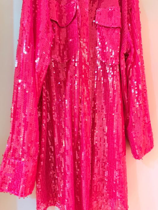 Ярко розова риза туника с пайети