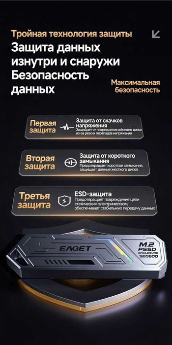 "EAGET" NVMe корпус с разноцветные огни RGB.