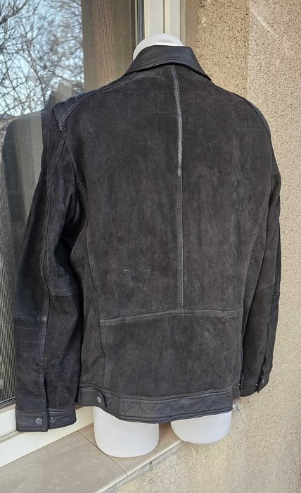 Мъжко кожено яке от велур и естествена кожа – размер L