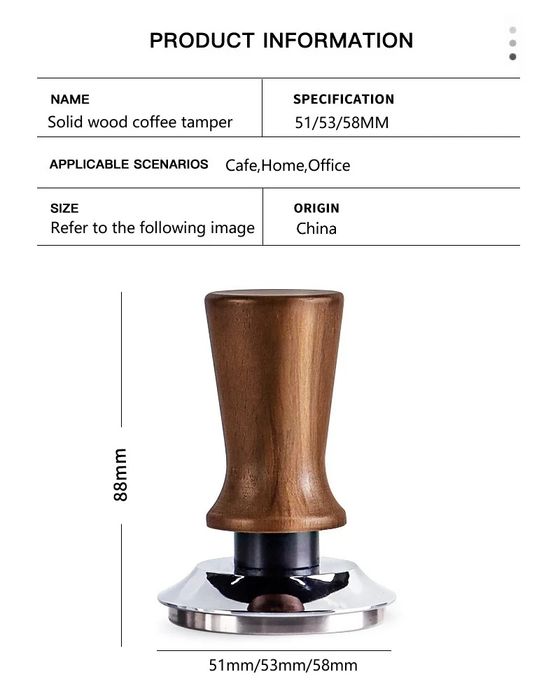 Кофе Темпер 51 mm Динамометрический материал дерево Бук