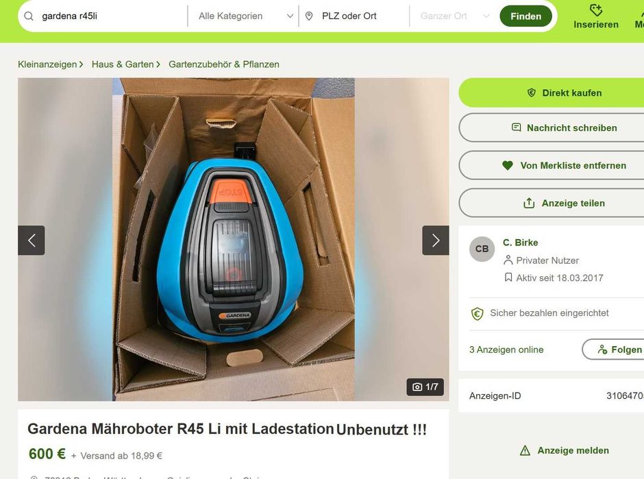 Robot tuns gazon iarba 450 MP NOU GARDENA R45LI cu statie incarcare