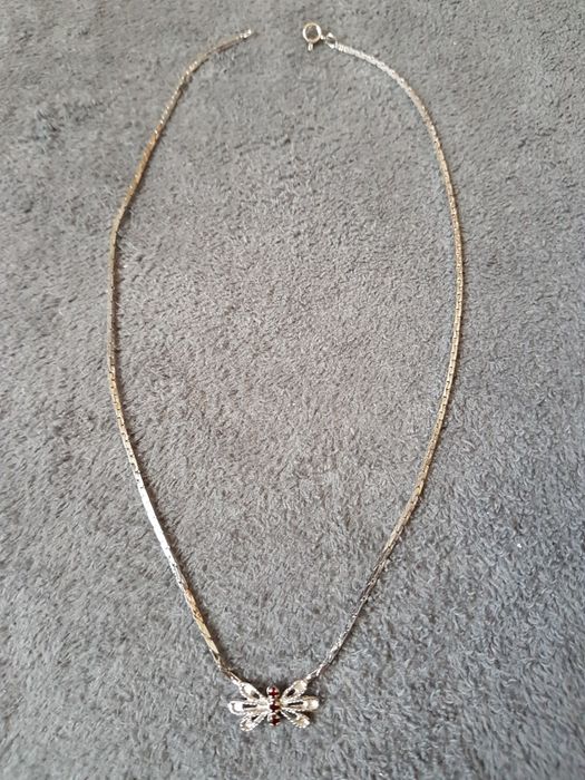 (5) colier lant argint 835 Germany rodiat 3 rubine narurale,nou