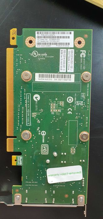 NVIDIA Quadro NVS 310 512MB DDR3, 2x DP, Low Profile, 24 м. гаранция