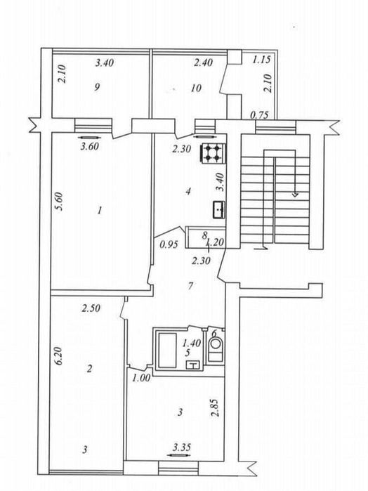 Ц1 плрщадь-84м2 3/3/4  Орр-64-школа кафе Бон Квартира кирпич москвичка