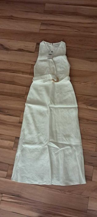 Бяла дамска рокля 100% лен