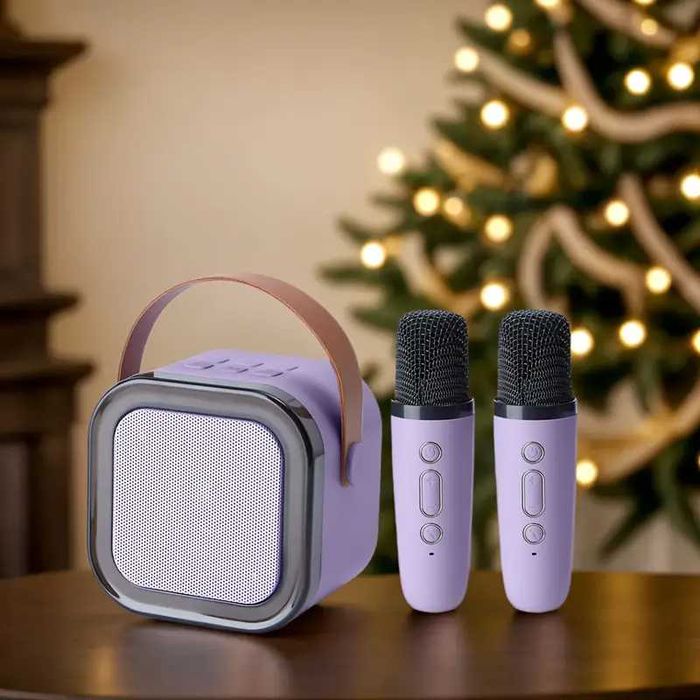 Тонколона с 2 микрофона Караоке машина Високоговорител - 6 цвята